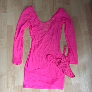 See thru dress matching thong